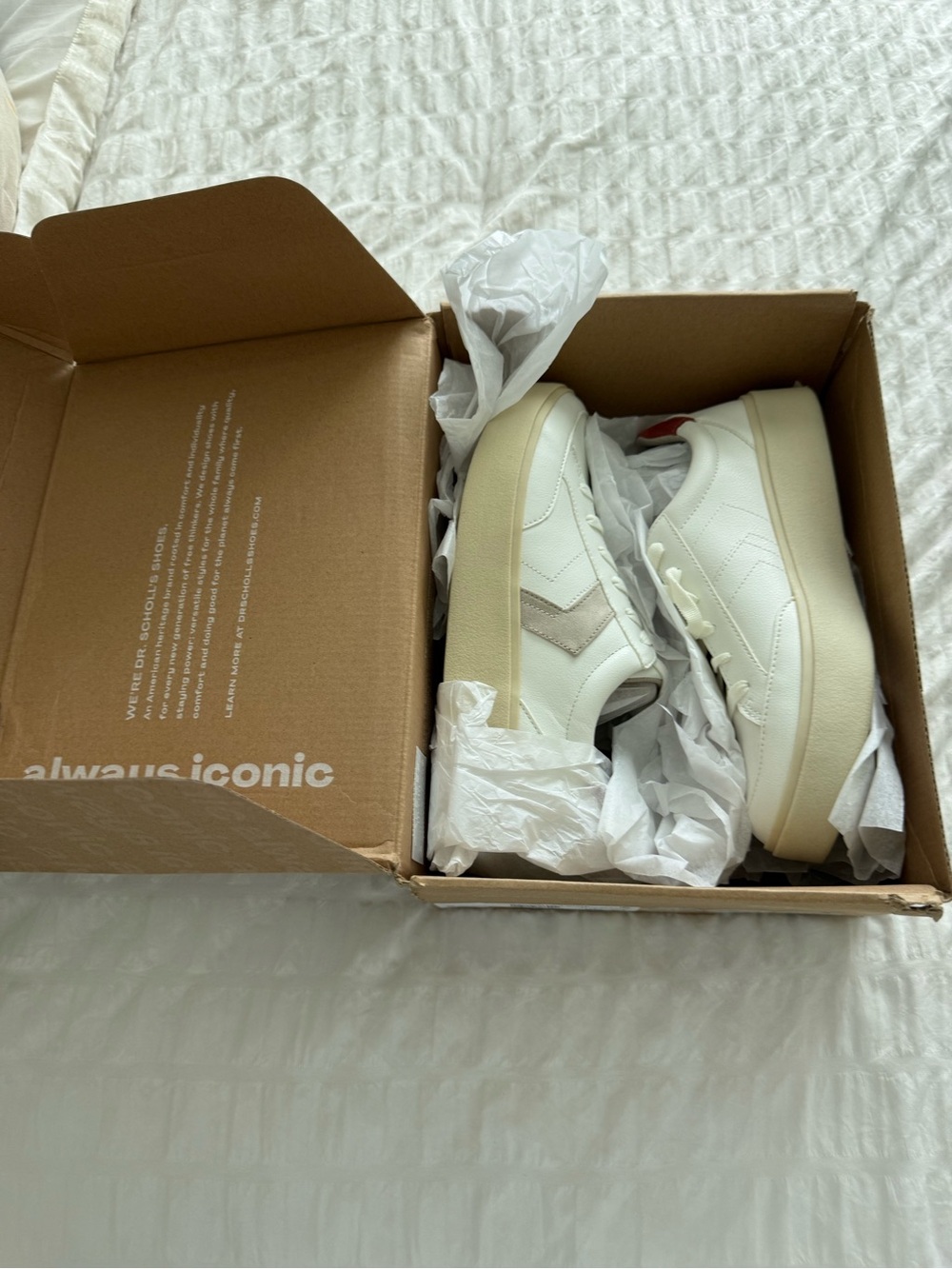 Dr. Scholl's Madison Lace Sneakers in White with Beige Accent